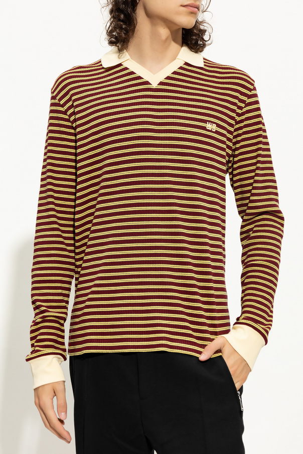 トップス wales bonner sonic polo shirt Wales Bonner Sonic Polo Shirt in Black & Yellow | FWRD